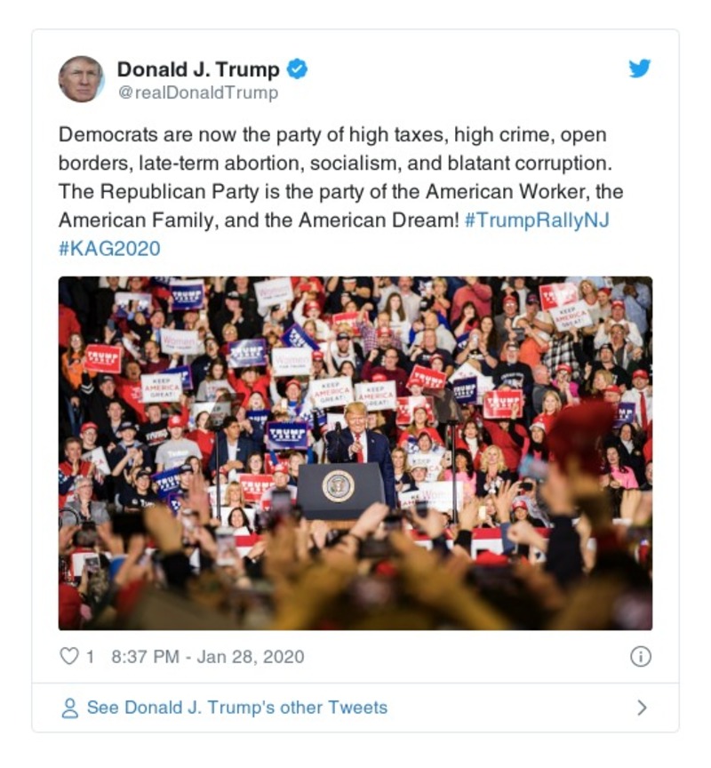 Post image from Donald Trump