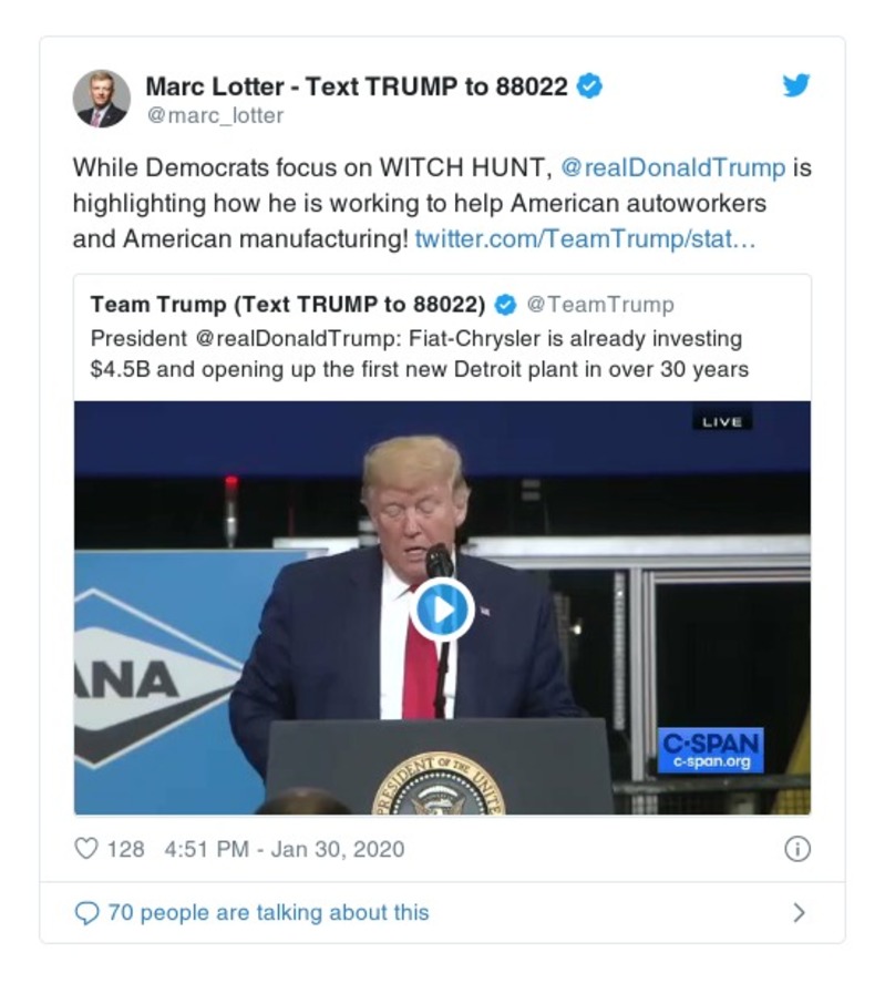 Post image from Donald Trump