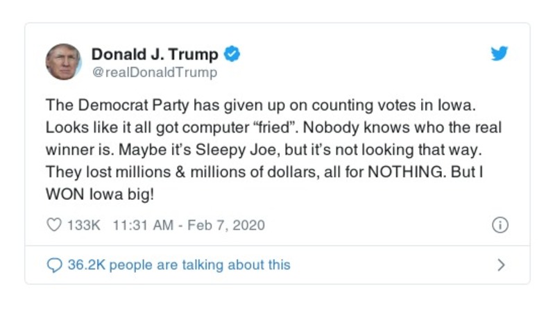 Post image from Donald Trump