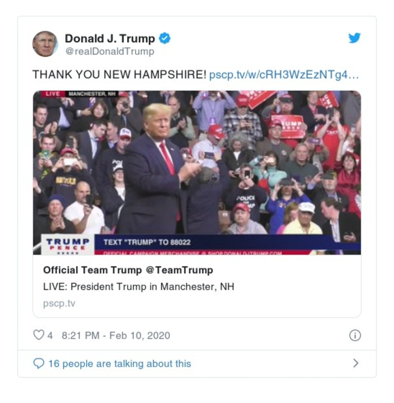 Post image from Donald Trump