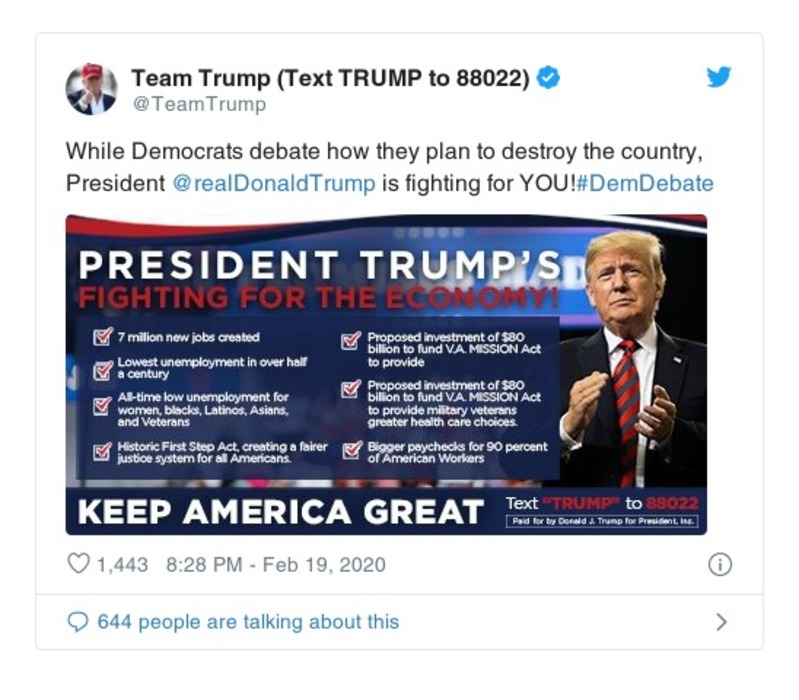 Post image from Donald Trump