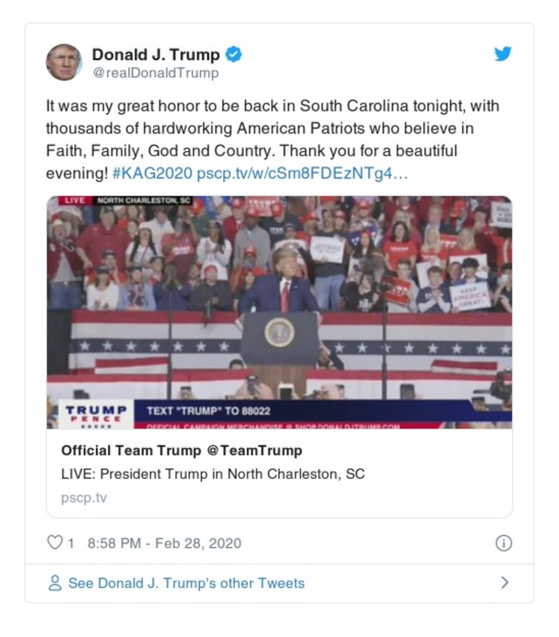 Post image from Donald Trump