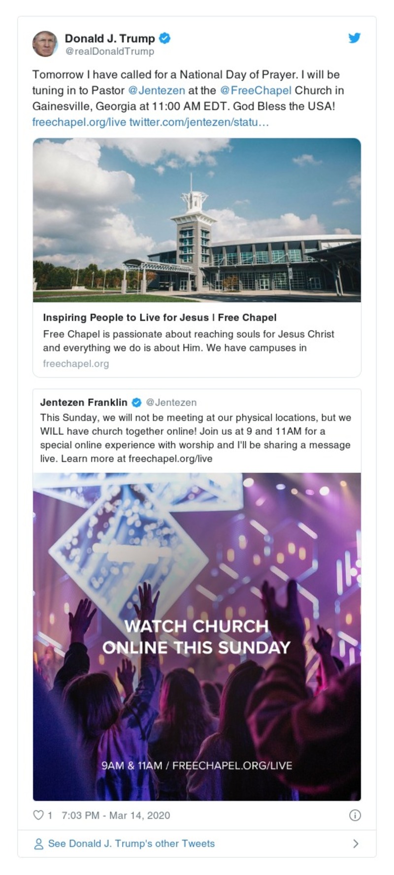 Post image from Donald Trump