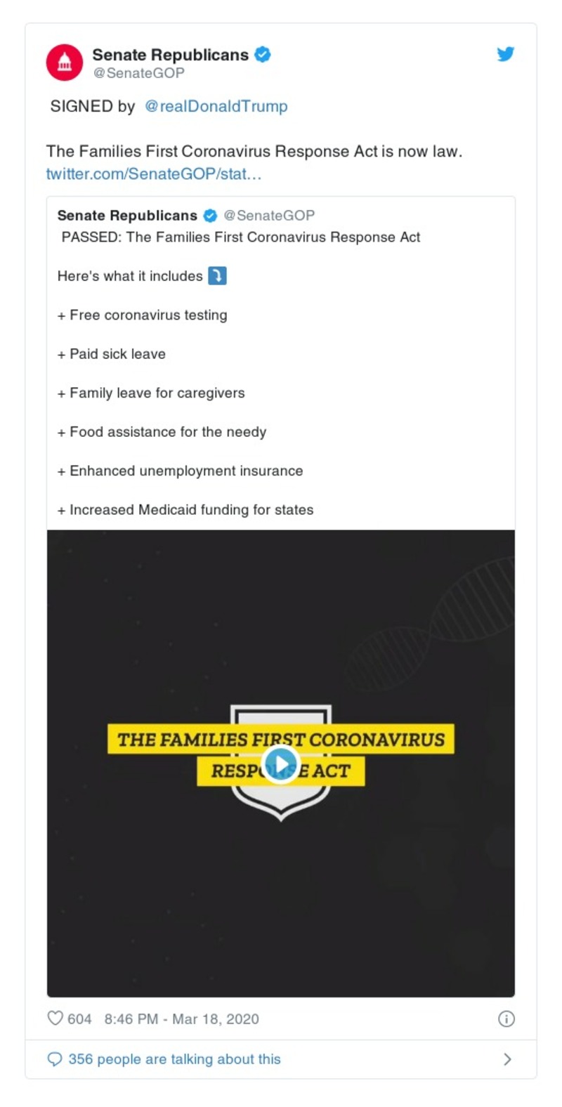 Post image from Donald Trump