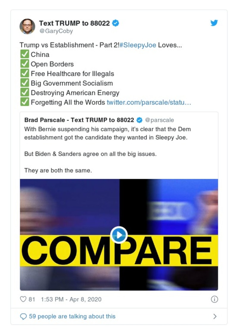 Post preview from Donald Trump