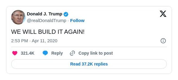 Post image from Donald Trump