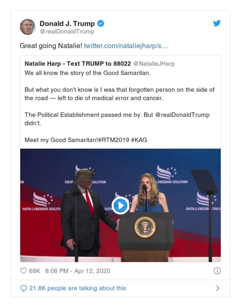 Post image from Donald Trump