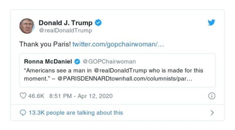 Post image from Donald Trump