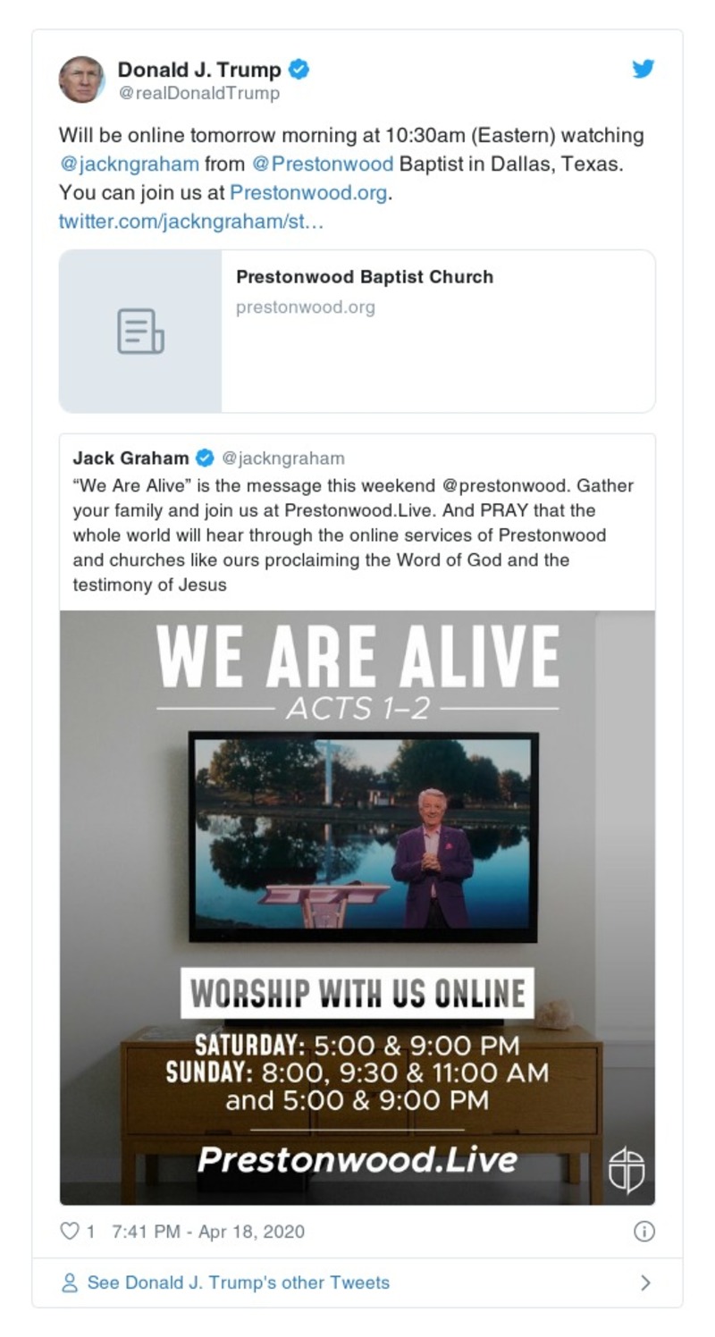 Post image from Donald Trump