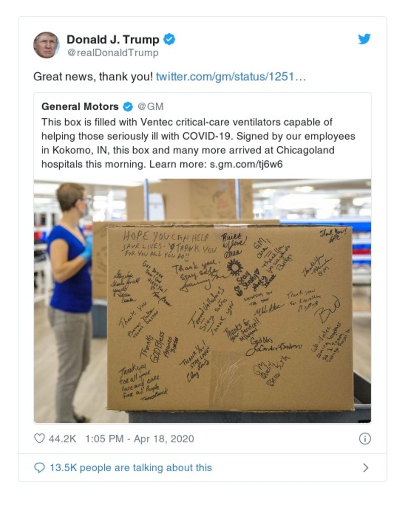 Post image from Donald Trump