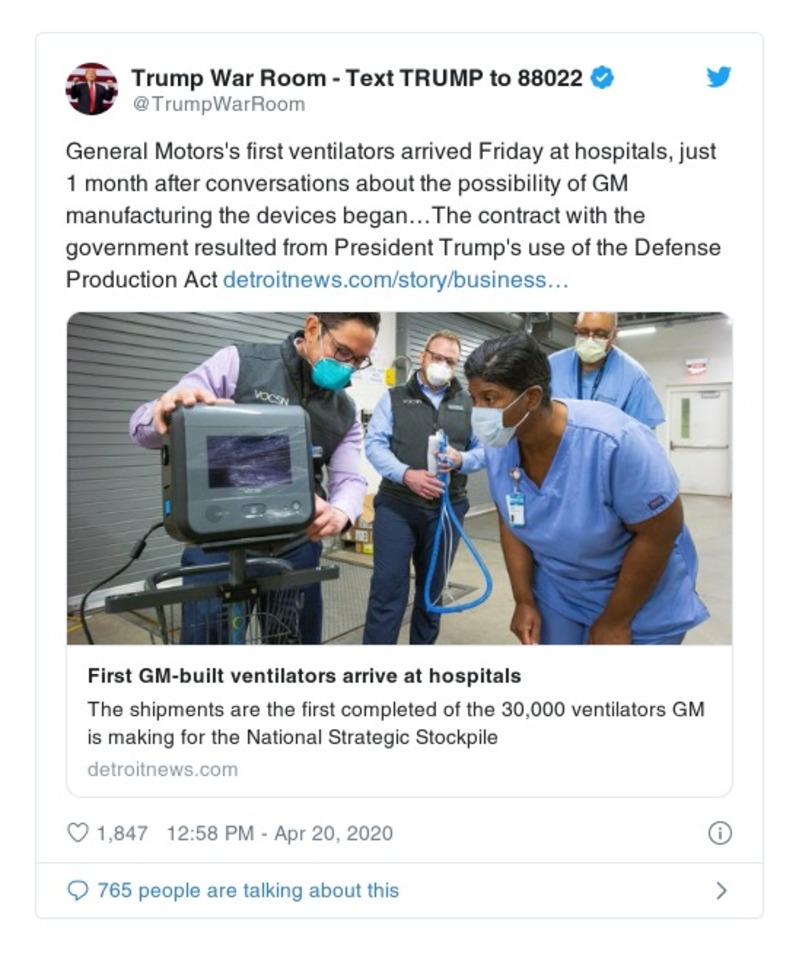 Post image from Donald Trump