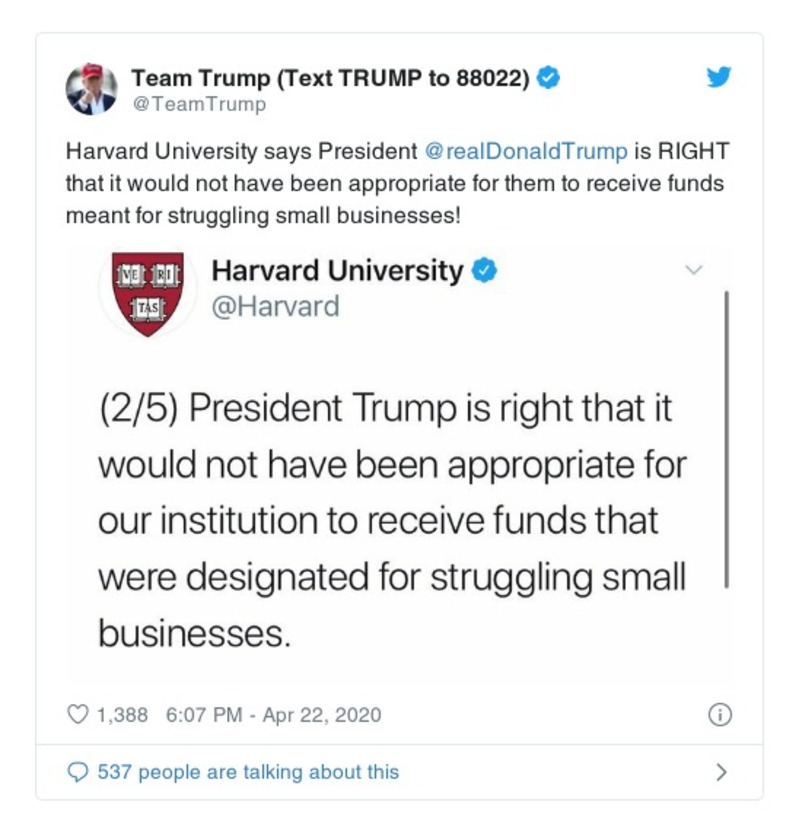 Post image from Donald Trump