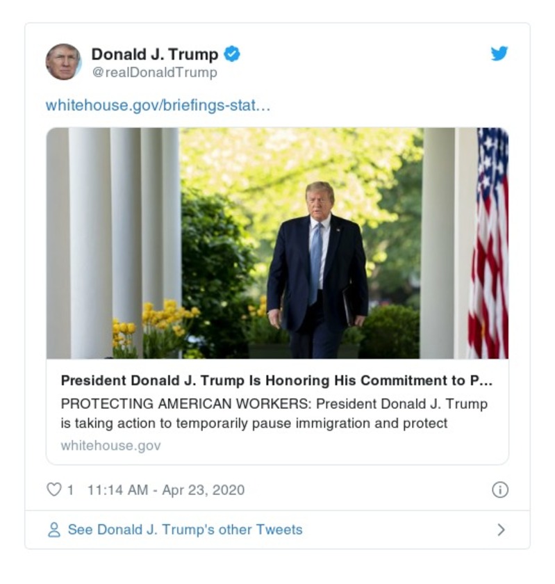 Post preview from Donald Trump