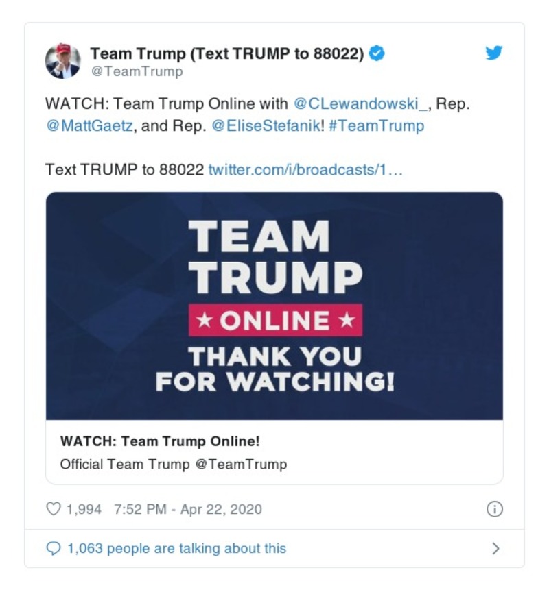 Post image from Donald Trump