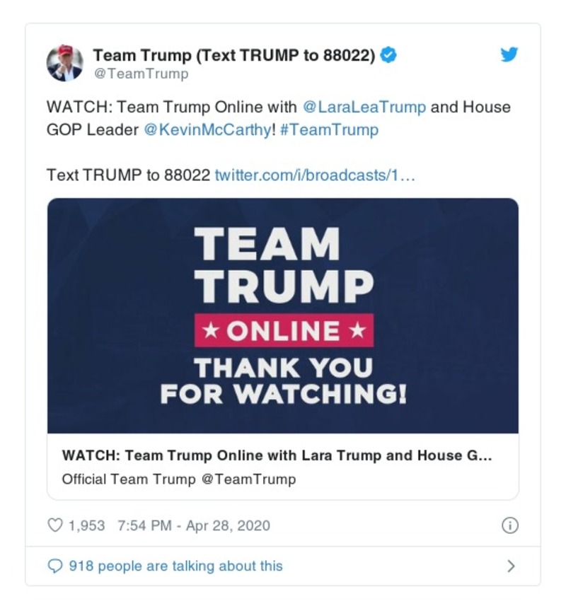 Post image from Donald Trump