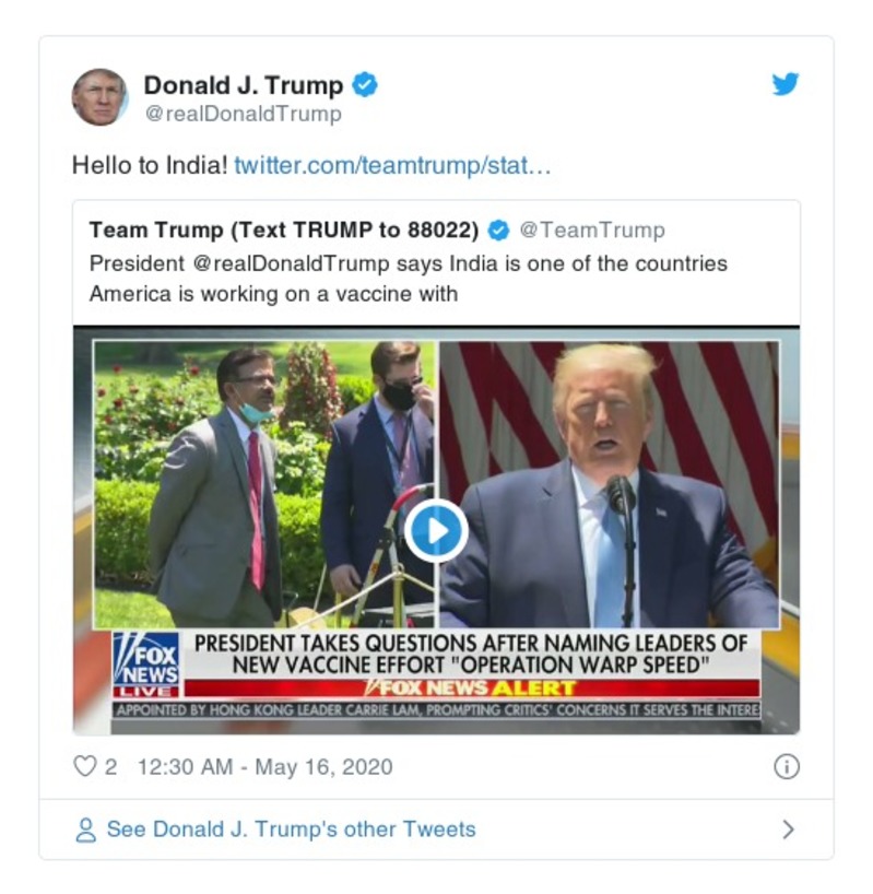 Post image from Donald Trump