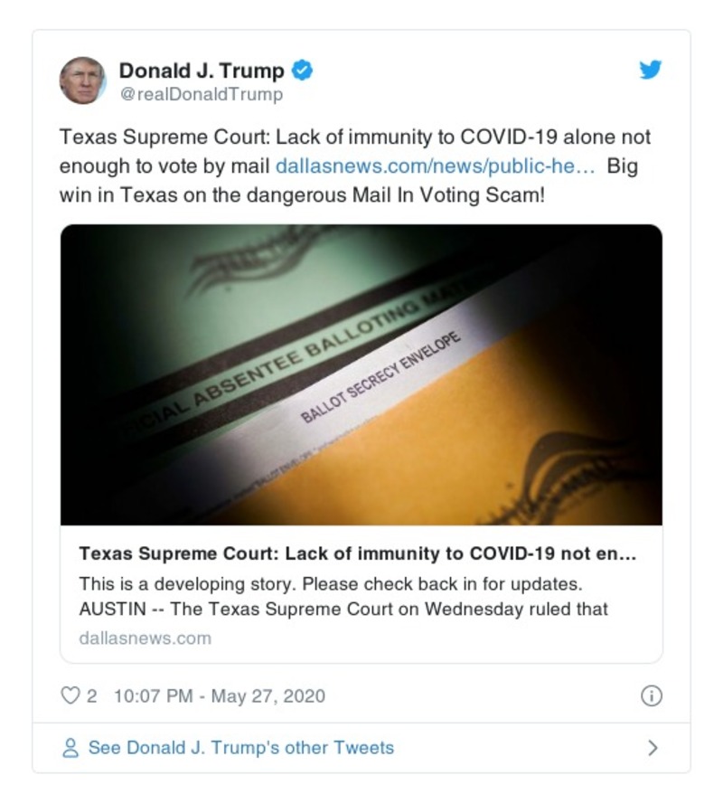 Post image from Donald Trump