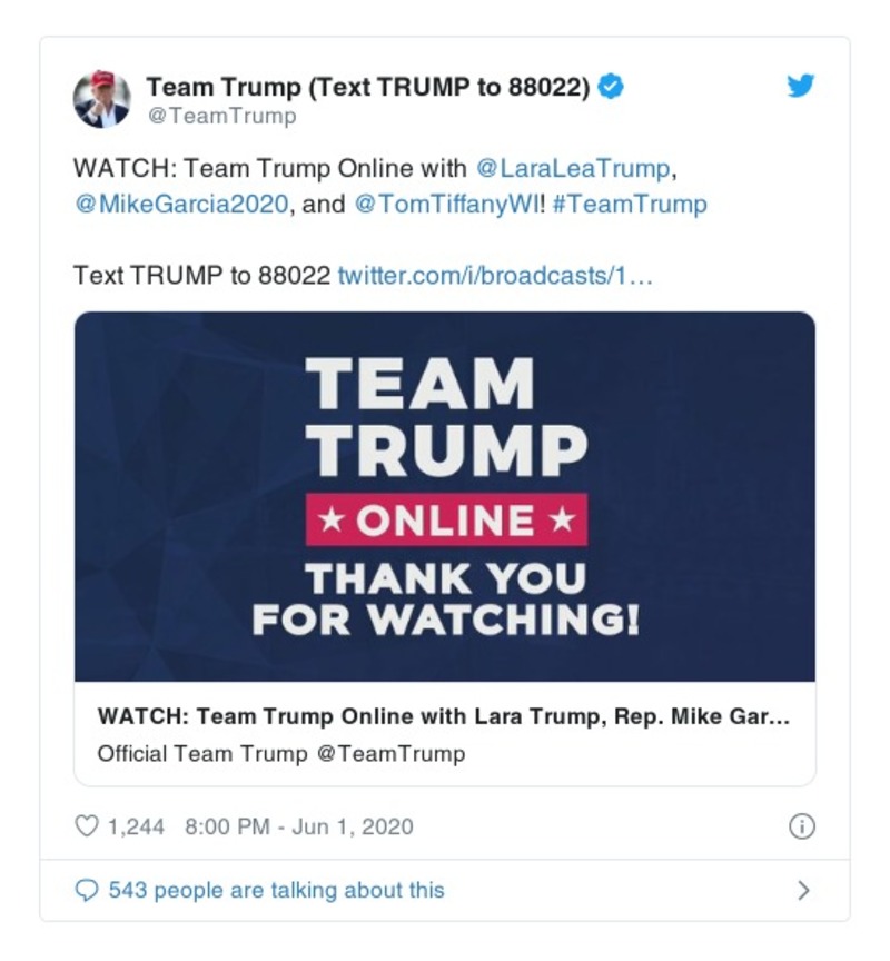 Post image from Donald Trump