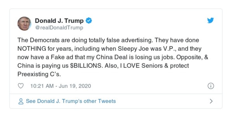 Post preview from Donald Trump