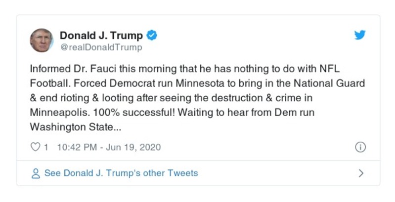 Post image from Donald Trump