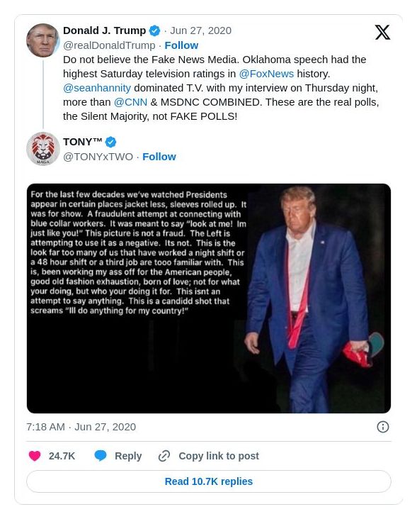 Post preview from Donald Trump