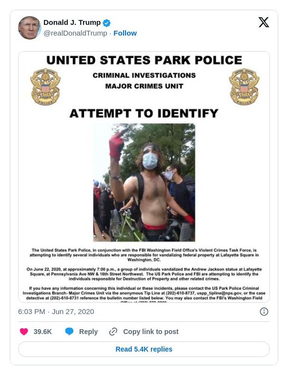 Post image from Donald Trump