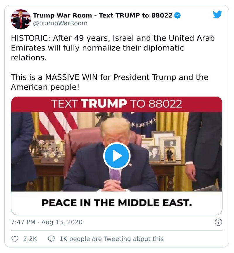 Post preview from Donald Trump