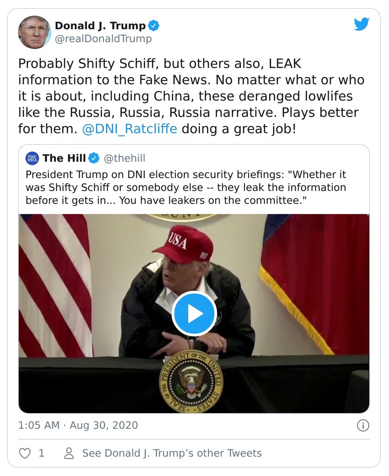 Post preview from Donald Trump