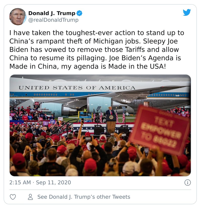 Post preview from Donald Trump