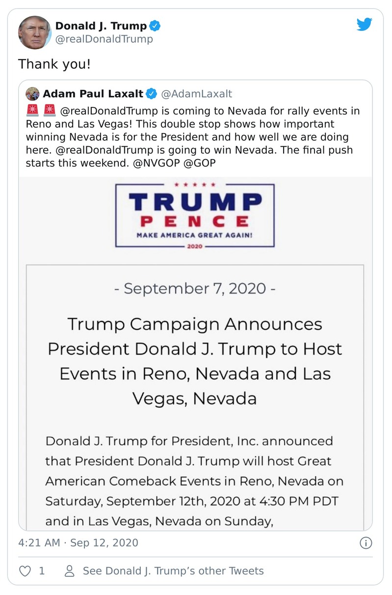 Post image from Donald Trump