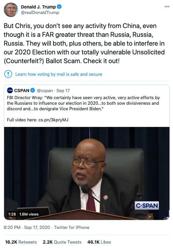 Post preview from Donald Trump