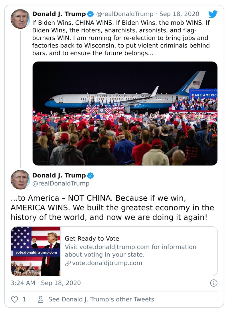 Post preview from Donald Trump