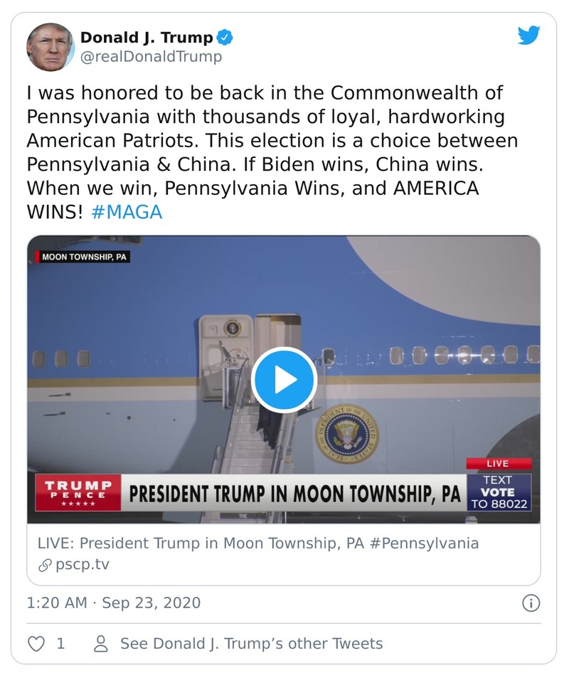 Post preview from Donald Trump