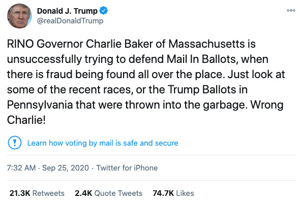 Post image from Donald Trump