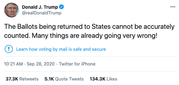 Post image from Donald Trump