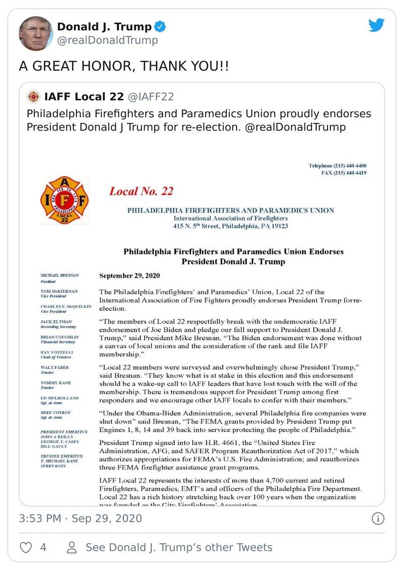 Post image from Donald Trump