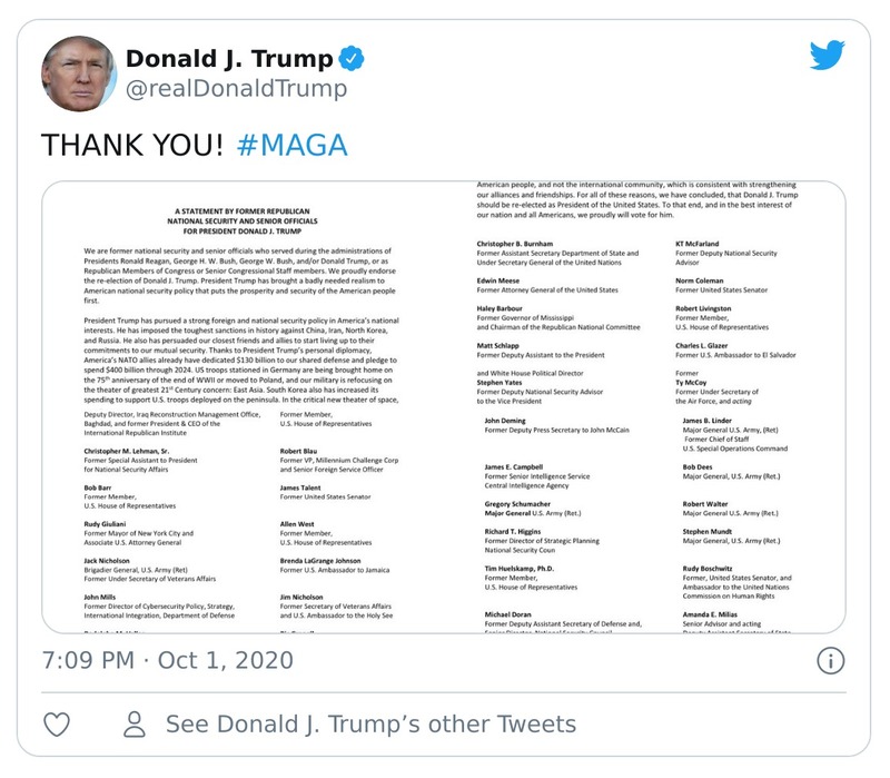 Post image from Donald Trump