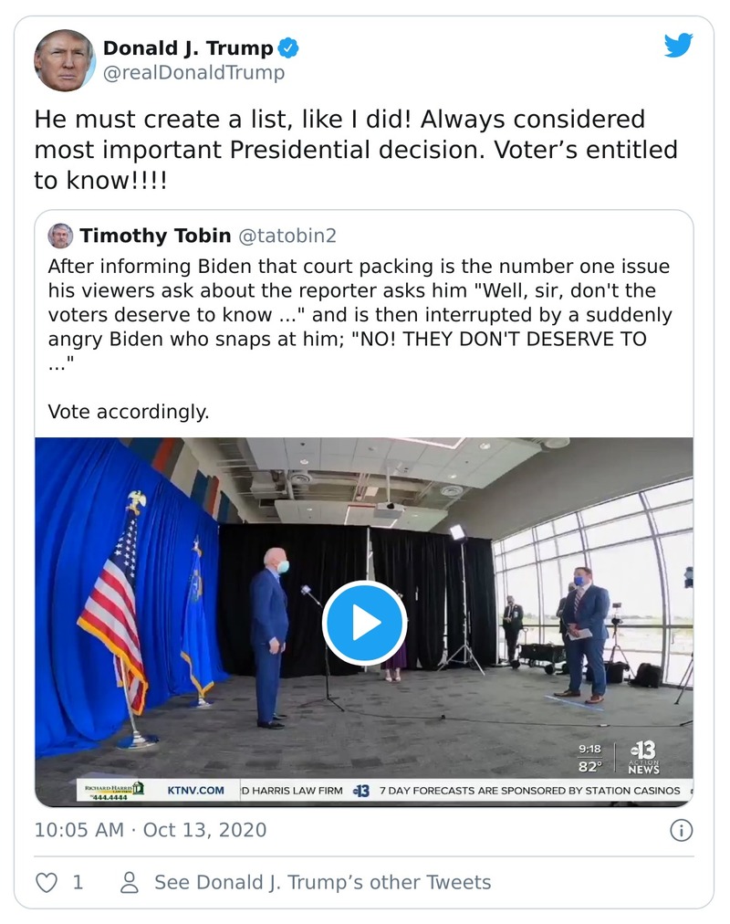 Post image from Donald Trump