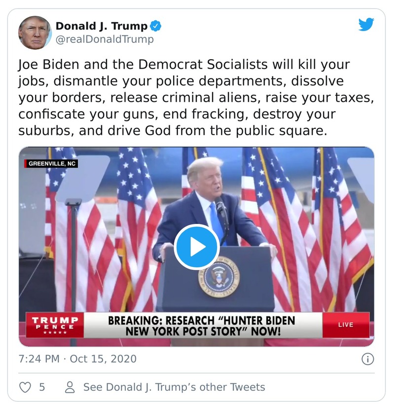 Post image from Donald Trump