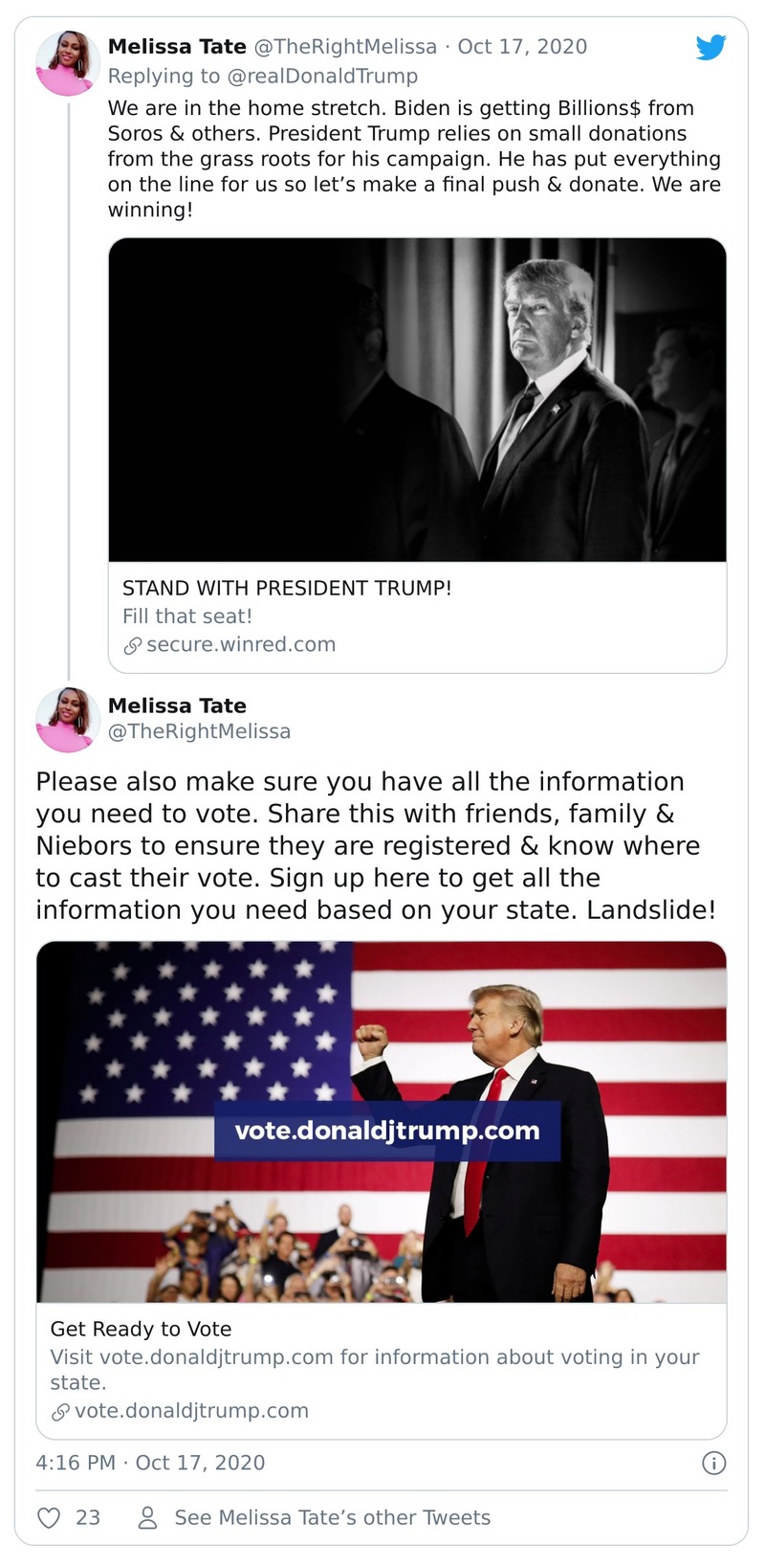 Post image from Donald Trump