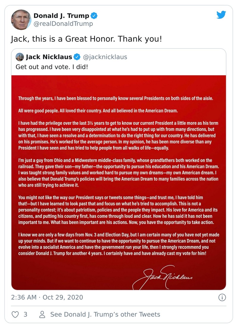 Post image from Donald Trump