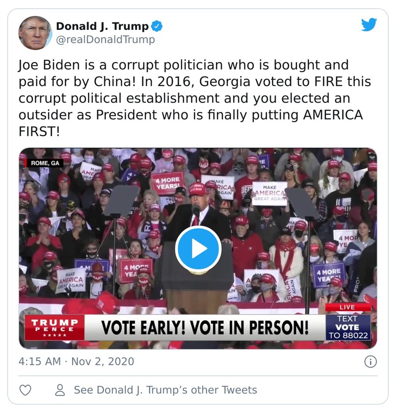 Post preview from Donald Trump