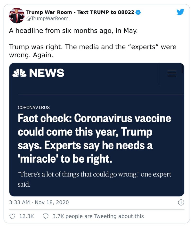 Post image from Donald Trump