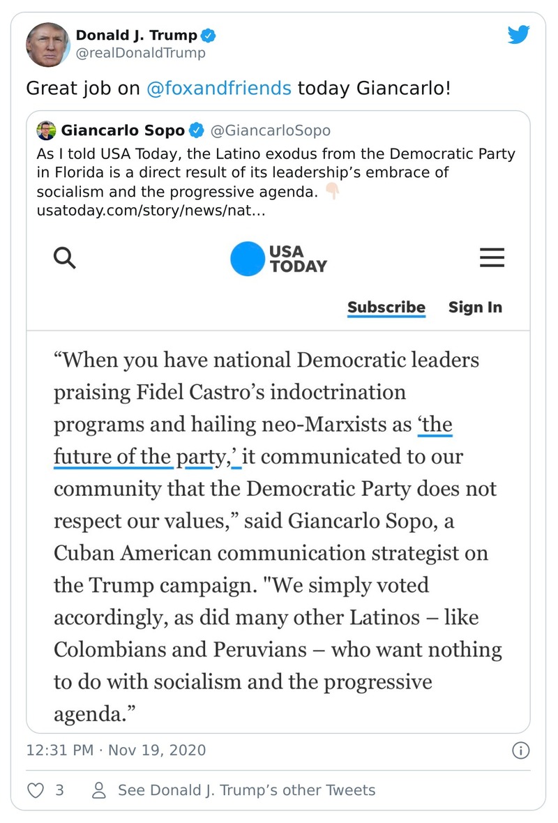 Post image from Donald Trump