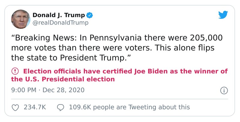 Trump tẩu hỏa nhập ma khi nói có 205,000 phiếu bầu nhiều hơn số cử tri 1343663159085834248