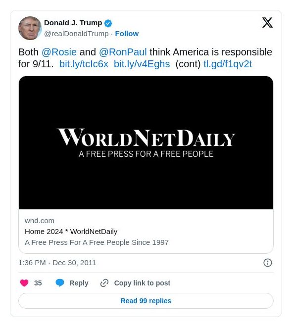 Post image from Donald Trump