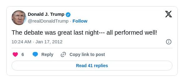 Post image from Donald Trump