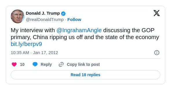 Post preview from Donald Trump