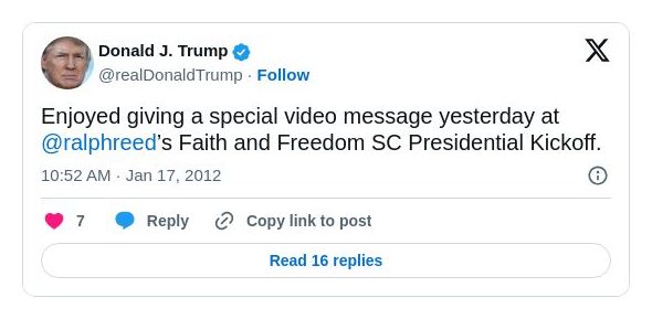 Post image from Donald Trump