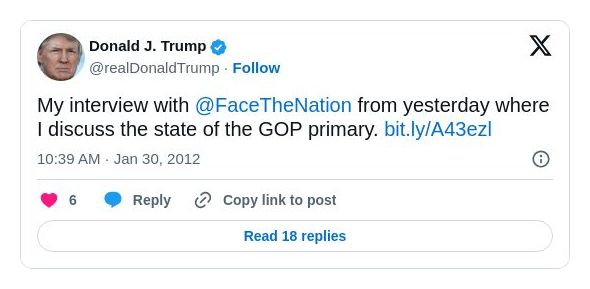 Post image from Donald Trump